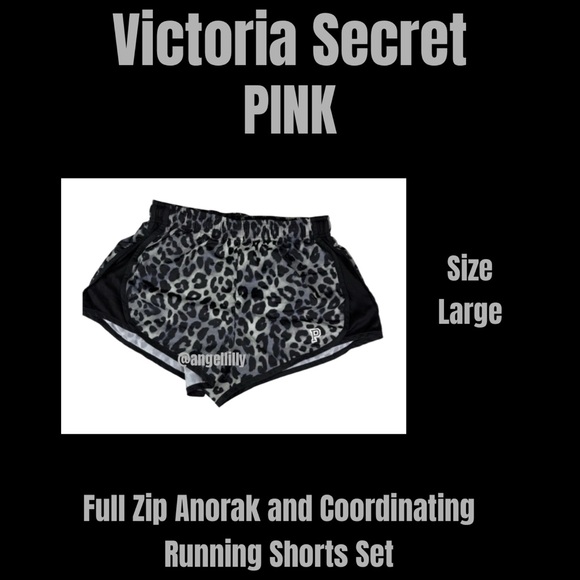 PINK Victoria's Secret Leopard Print Full Zip Anorak & Runnings Shorts Set - Picture 3 of 3